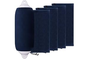 XMK Boat Fender Covers, 8" x 22" Navy Blue 4-Pack Marine Fender Covers Bumper Covers for Twin Eye & Center Rope Tube Style Fender, Durable Polyester (Boat Fender Not Included)