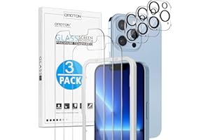 OMOTON Do telefonu iPhone 13 Pro, folia ochronna na aparat iPhone 13 Pro, [3 + 3 sztuki], [ochrona przed zarysowaniami], [bez pęcherzyków powietrza], [stopień twardości 9H], [przezroczysta HD]