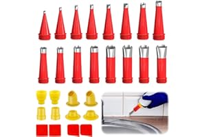 ChAusa 28Pcs Calfeutrage Buse Applicateur, Buses d'étanchéité en Acier Inoxydable, Outil de Finition d'applicateur de Buses de Calfeutrage Réutilisable Kit, Buse de Scellement pour Cuisine Ménage