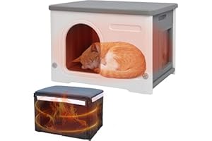 HICAPTAIN Cuccia per gatti con rivestimento isolante per gatti da interno in plastica per gatti selvatici, cuccia per gatti da esterno, rifugio per cuccioli per piccoli e medi animali domestici - grigio