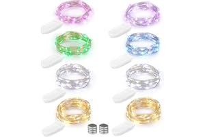 [Packs de 8] Guirlandes Lumineuses, BrizLabs 2M 20LEDs Multicolore Lumières Argent Fil avec Guirlandes LED pour Noël Mariages Jardin Fêtes Cadeau Maison Décoration (Présenter une autre batterie 8pcs)