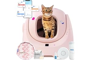 CATLINK Baymax Litiere Chat Autonettoyante Capacité 70L– Protection Anti-Fuites Latérales Améliorée, 7 Niveaux de Sécurités, Appli & Détection Multi-Chats – pour Foyers Multi-Chats（Rose）