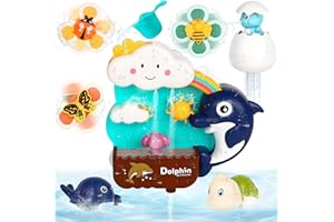 Joyreal Zabawki do kąpieli dla niemowląt - Zabawka do kąpieli dla maluchów w wieku 1 2 3 4 5 lat, Zabawka do wanienki z 3 zabawkami z przyssawkami i 2 nakręcanymi zabawkami do kąpieli