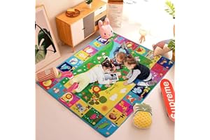beetoy Baby Play Floor Mat-Crawling Mat, Non-Slip Activity Mat for Toddlers, Plush Surface Game Mat with Animal Alphabet & Brilliant Colors Infant Floor Rug Baby 150 * 110cm