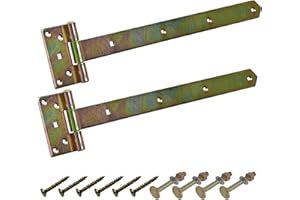 BRESKO Kreuzgehänge verzinkt T-Bänder Scharnier Torband Ladenband Türbänder Werfgehänge schwer 2er Set mit Schrauben (Gelb, 500x65x110x4 mm)