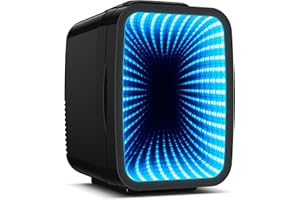 BEICHEN Mini Fridge for 4 L / 6 Cans, Quiet Small Fridge With 7 Light Modes, AC + DC Power Cooler & Warmer Portable Gaming Mini Fridge for Bedroom, Car, Travel, Skincare, Drinks, Fruit, Food (Black)