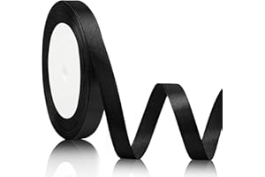 SERENEGLOW Cinta Raso Negra - Lazo Negro, Cinta de Tela, 10mm x 22m - Ideal para Lazos y Regalos