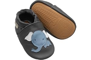 mepiq Krabbelschuhe Baby Lauflernschuhe mit Gummisohle Lederpuschen für Jungen Mädchen Babyhausschuhe non slip baby shoes