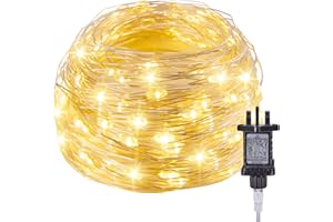 BRIGHTOWN Fairy Lights Plug in, 70Ft 200 LEDs Waterproof Silver Wire Firefly Lights, Adaptor Included, Starry String Lights for Wedding Indoor Outdoor Christmas Patio Garden Decoration, Warm White