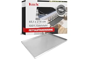 Koch #104 Rostfreie Fettauffangwanne - 651 x 276 x 20mm u.A. für Enders Monroe pro 4 - Massiver V2A Edelstahl 2mm - 3,3 KG - formierte Ecken! - Hochwertige Universal Tropfschale für Küchengeräte