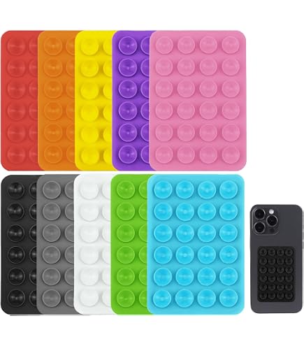 EJRUP 4 Supporti A Ventosa In Silicone Per Cellulare – Adesione Doppia, Nero+bianco, Compatibili Con Tutti I Modelli, Riutilizzabili