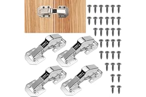 TESSTSY 4 Stück Aufschraubscharnier Softclose, Scharniere Schranktür mit Scharnierschrauben, 90° Schrankscharniere 113×43 mm, mit Hydraulische Dämpfung und 32 Schrauben, für Möbel, Schranktür, Holztür