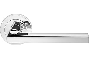 Designer Levers Hiatt Hardware Scylla Lever on Rose Door Handles Pair in Polished Chrome Finish - Interior Use Door Handle - Round Modern Design
