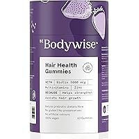 Bodywise 5000 mcg Biotin Hair Gummies For Women | No Added Sugar | Biotin Supplements for Healthy Hair | Hair Vitamin | Reduce Hair fall with Delicious Strawberry Flavoured Gummies | Added Zinc & Multivitamins | 60 Day Pack