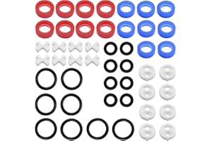 XWYDZ 48 Pcs Tap Washers Kit with Ceramic Discs - Multi-Size Silicone O-Rings & Leak-Proof Gaskets for Mixer Taps Repair, Bathroom Sink & Kitchen Faucet DIY Plumbing (1/2 Turn Fit)