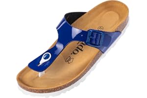 Palado Pantoletten Damen Kos - elegante Zehentrenner Made in Spain - bequeme Sandalen mit Kork-Fußbett - modische Sommerschuhe