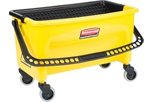 Rubbermaid Commercial Products Hygen - Cubo con escurridor a presión, ruedas antimarcas, amarillo