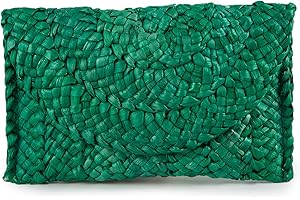 Syrads Bolso de mano de paja de noche para mujer Bolso de playa de verano Bolso de sobre tejido de paja