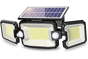 SIDSYS Faro LED Esterno con Pannello Solare, Luce Solare Esterno con 2 Sensore di Movimento, 7300LM 305 LED Lampada, Faretto Impermeabile per Giardino, Garage, Percorso, 1 Confezione