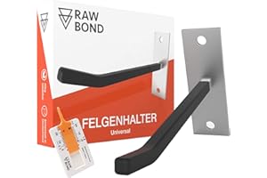 ‎RAWBOND Rawbond Rim Holder Wall for Car Tyres Storage Set of 4 Rim Holder Wall Bracket Including Screws & Wall Plugs Tyre Wall Mount Extra Long for Hanging Rims Tyre Holder with Free eBook, Black