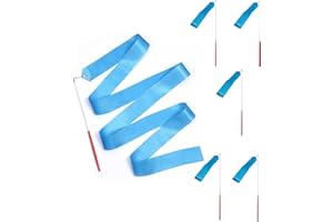 CHENNAN 6pcs Rubans de Danse 2m Ruban de Danse Baguette de Danseur Banderoles banderoles rythmiques pour enfants pour Danse Artistique Entraînement de Fête d'anniversaire avec Baguette de Danseur (Bleu)