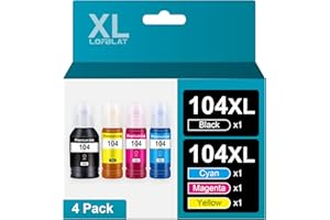 LOFBLAT 104 Flacone di Inchiostro Compatibili per Epson 104 Inchiostro Multipack per EcoTank ET-2710 ET-2712 ET-2711 ET-2714 ET-2715 ET-4700 ET-2720 ET-2721 ET-2726 (Nero Ciano Magenta Giallo, 4-Pack)