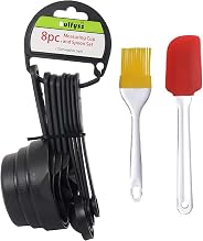 Bulfyss Popular Combo - 8Pcs Black Measuring Cups and Spoons Set, Silicone Series Spatula and Brush Set
