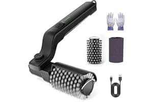 WHATOOK Spazzola elettrica aggiornata：180°Regolabile Angolo Spazzola per la Pulizia della griglia Ricaricabile Senza Fili, Potenza a 3 velocità, Testina in Acciaio Inossidabile