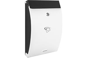 ADGO Modern Black & White Edition - Buzón (330 x 250 x 65 mm, resistente al agua, acero galvanizado, cerradura Yale con 2 llaves)