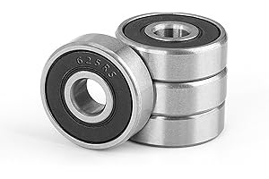 JESUSTREE 4 Pezzi 625-2RS Cuscinetti a Sfera Sigillati 5x16x5mm, Doppia Guarnizione in Gomma, Acciaio Cromato, Pre-Lubrificati, Gola Profonda in Miniatura per Skateboard, Scooter, Pattini in Linea