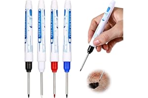 Sibba 4 piezas Marcador para agujeros profundos, marcador de agujeros profundos, marcador de perforación, 30 mm de punta extralarga, marcador para madera, marcador para agujeros profundos, marcador de