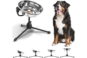 VEXONG Elevated Dog Bowl with Adjustable Metal Stand,11.7"x3.5" Size for Dogs Heavier Than 100 lbs,1.24 Gal 4.7 Liter, Stainless Steel Dog Food Bowl Height Adjustable Non-Slip Raised Dog Bowl Set