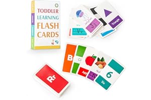Topfree 58 PCS Alphabet Flash Cards for Toddlers 2-7 Years - Learn Colors Number Shapes ABC Letters - Toddler Kids Learning Educational Toys Preschool Toddler Flashcards