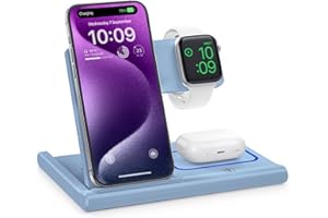 EXW Wireless Charger,Fast Charger for iPhone 16/15/14/14Pro Max/13/13Pro/12/11/XS/XR/X/8,3 in 1 charging station for 9/8/7/SE/6/5/4/3/2 and AirPods Pro/3/2 (Not Adapter)-Blue