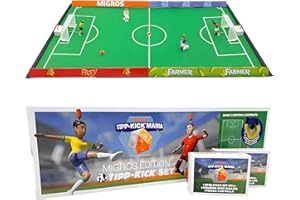 ‎BURI TIPP-Kick Mania Tischfußball spielfertiges Spielset mit 2 Spieler, 2 Torhüter, 2 Plastiktore, 2 Bälle, 4 Banden, 1 Spielfeld aus Filz | Tischfussballspiel | Tischkicker-Spielfläche ist: 80x47cm