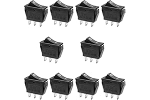 Oiyagai 10 piezas KCD3-3P 3Pin SPST Interruptor basculante de encendido/apagado AC 16A / 250V 20A / 125V (negro)