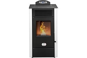 STUFE A PELLET ITALIA California 8 kW, wydajność, 91% ogrzewanie, 70 m², czas pracy 20 h, programowalny 5 prędkości i mocy, kompaktowa konstrukcja, 24 miesiące, biały