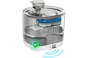 WORHUDY Cat Water Fountain for Drinking Battery Operated - 2.2 L Wireless Cat Fountain with Motion Sensor, 5000 mAh Powered Base, Ultra Quiet Pet Water Fountain 2 Filters
