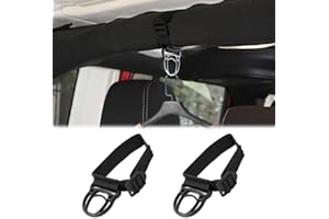 deemars 2pc Attaccapanni per Lenzuola, Impugnature per Autoveicoli, Accessori per Interni di Automobili Cintura di Abbigliamento Resistente per Rangler Jeep CJ YJ TJ LJ JK JKU JL JLU JT (Nero)