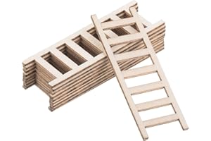 PATIKIL 2.4" Miniature Legno Scale 10 Pacco Mini Legno Casa Bambola Dritte Scale Fai da Te Artigianato Accessori Colore Naturale