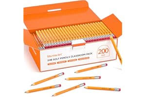 Shuttle Art 200 Pack Golf Pencils With Erasers, #2 HB Pencils Bulk, 3.5” Mini Pencil, Pre-Sharpened Small Pencil for Kids Teachers Classroom Games, Back to School Supplies