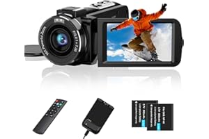 CAMKORY Videokamera 2.7K Camcorder 36MP 16X Digitalzoom IR-Nachtsicht 3.0'' Berühren Sie den IPS-Bildschirm Webcam Kamera für YouTube Tiktok mit 2 Batterien