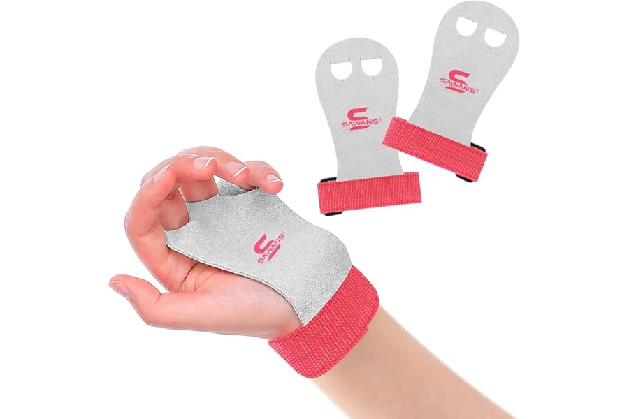 Leather Palm Hand Grips Gymnastic Pull-up Training Palm Protector for Kids Children Wrist Straps Workout Strong Support Heavy Duty Junior Palm Protection Equipment Fitness