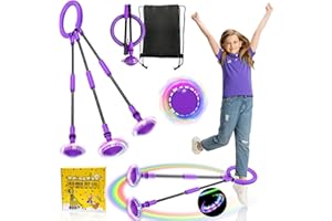 TZEKING 2025 Nueva Mejora Bola De Salto De Tobillo,Anillo de Salto Intermitente,Plegable Anillo de Salto Intermitente Colorida,Colorida Flash Bola de Salto,con Conteo de Tiempo (Sin Pantalla-Morado)