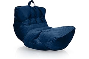Aiire Puff Salon de Lujo Moderno - Sofa Puf con Relleno Incluido Gigante de Diseño en Terciopelo Premium - Bean Bag Chair Grande para Adultos o Decoracion Habitacion Juvenil - Puffs XXL Azul