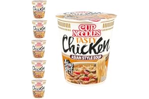 YIJIA | Pack 6 x 63grs Ramen Instantaneo Cup Noodles sabor Tasty Pollo - Asian Style Soup