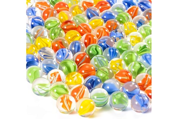 Sukh 90 st glaskulor bulk - tjocka kattöga-kulor, 14 mm medelstora pärlor | Perfekt för marmor, kinesiska rutiger, bibad, vasfyllning, tankdekor, familjefest brädspel, julklapp, mixfärg