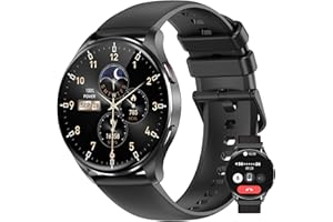 IOWODO Reloj Inteligente Hombre, Smartwatch Hombre 1.43" AMOLED con Llamadas, Monitor Cardíaco 24h, SpO2, Sueño,120 Modos Deportivos, 2 Correas, IP68, Compatible con Android & iOS