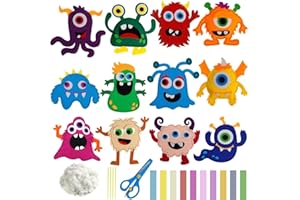 DIYCUT 12 Pièces Monster Kit de Couture Créatif, Kit de Bricolage en Feutre, Set de Couture en Feutre Animal, Cadeau Créatif avec Outils Complets pour Garçons, Filles et Débutants