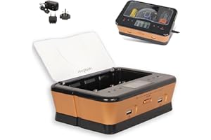 FISHTEC - Chargeur Universel pour Piles Rechargeables LR3/AAA, LR6/AA, LR14, LR20 et 9V - 2 Ports USB - Écran LCD avec Voyants LED - Charge Rapide